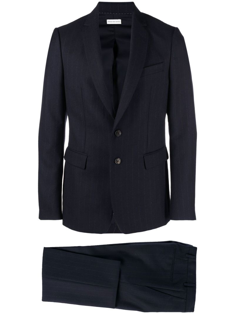 Blue Striped Single-breasted Wool Suit