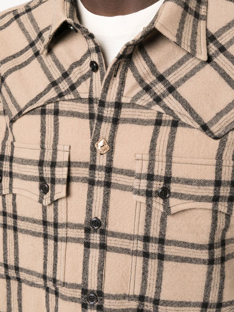 Brown Veli Checked Virgin Wool Shirt