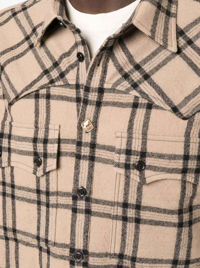 Brown Veli Checked Virgin Wool Shirt