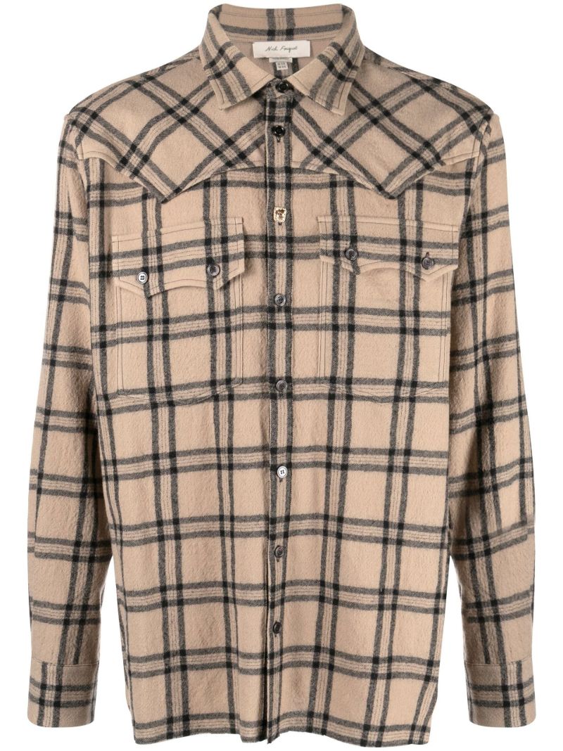 Brown Veli Checked Virgin Wool Shirt