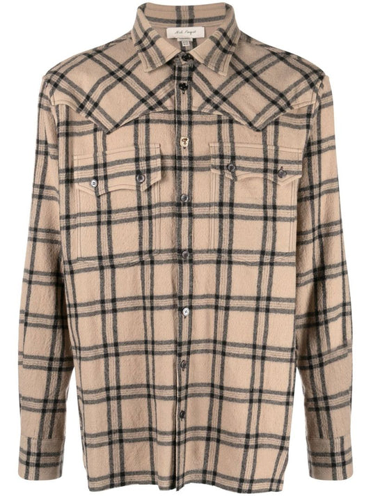 Brown Veli Checked Virgin Wool Shirt
