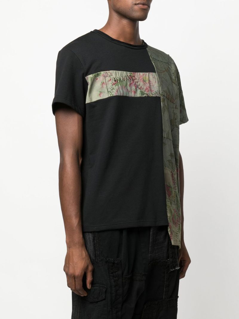 Black Patchwork Cotton T-shirt