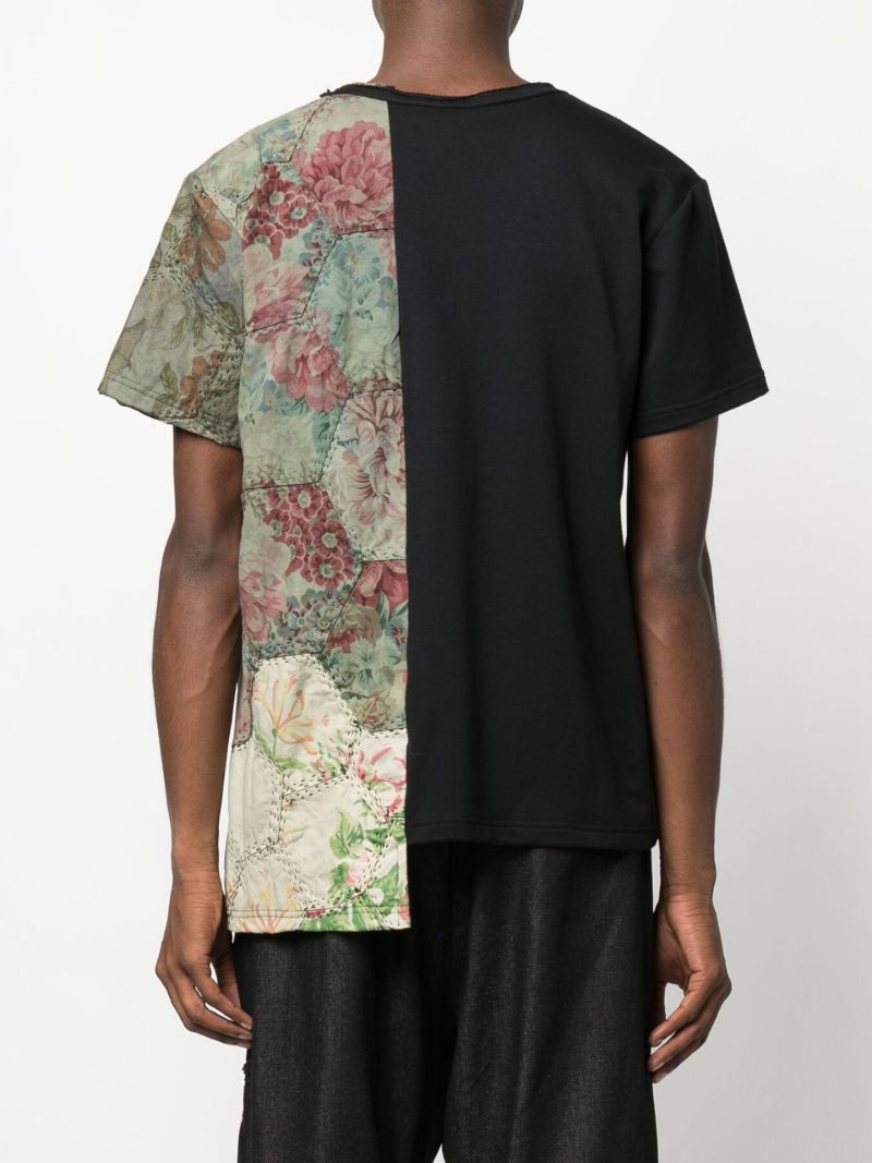 Black Patchwork Cotton T-shirt