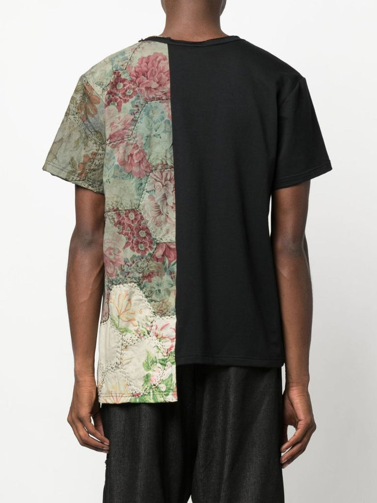 Black Patchwork Cotton T-shirt