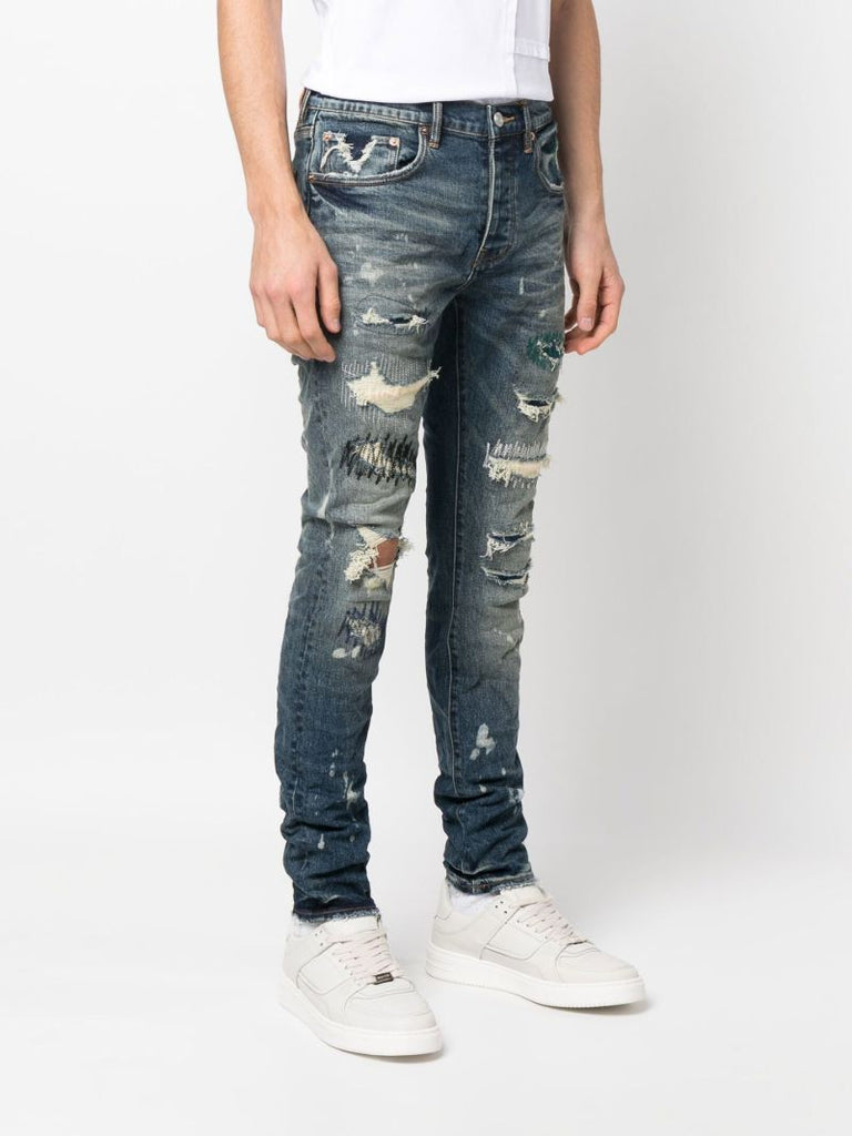 Blue Extreme-distressed Slim-fit Jeans
