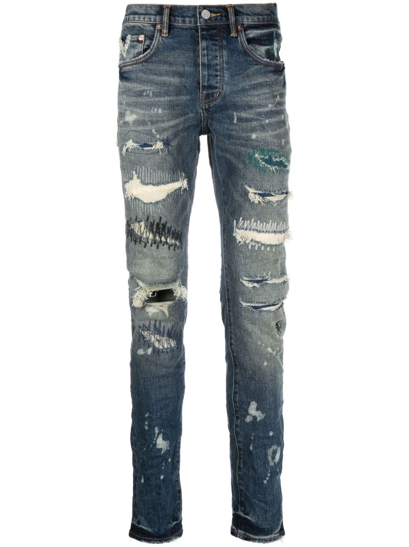 Blue Extreme-distressed Slim-fit Jeans