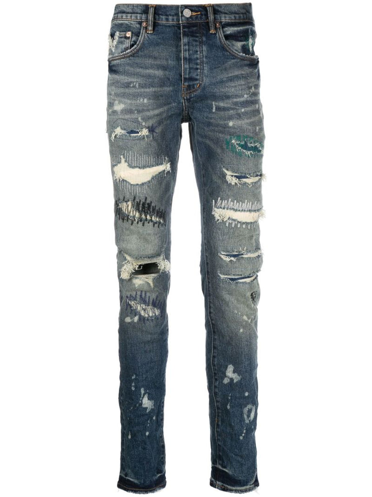 Blue Extreme-distressed Slim-fit Jeans