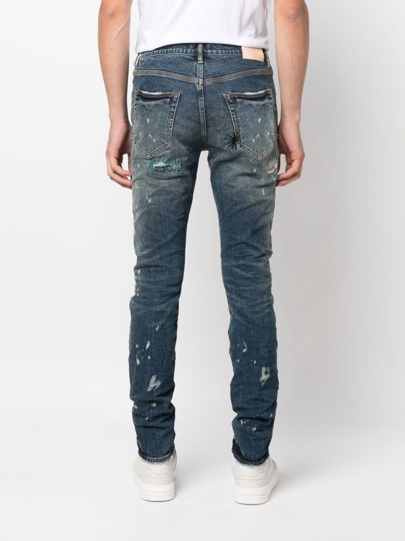 Blue Extreme-distressed Slim-fit Jeans