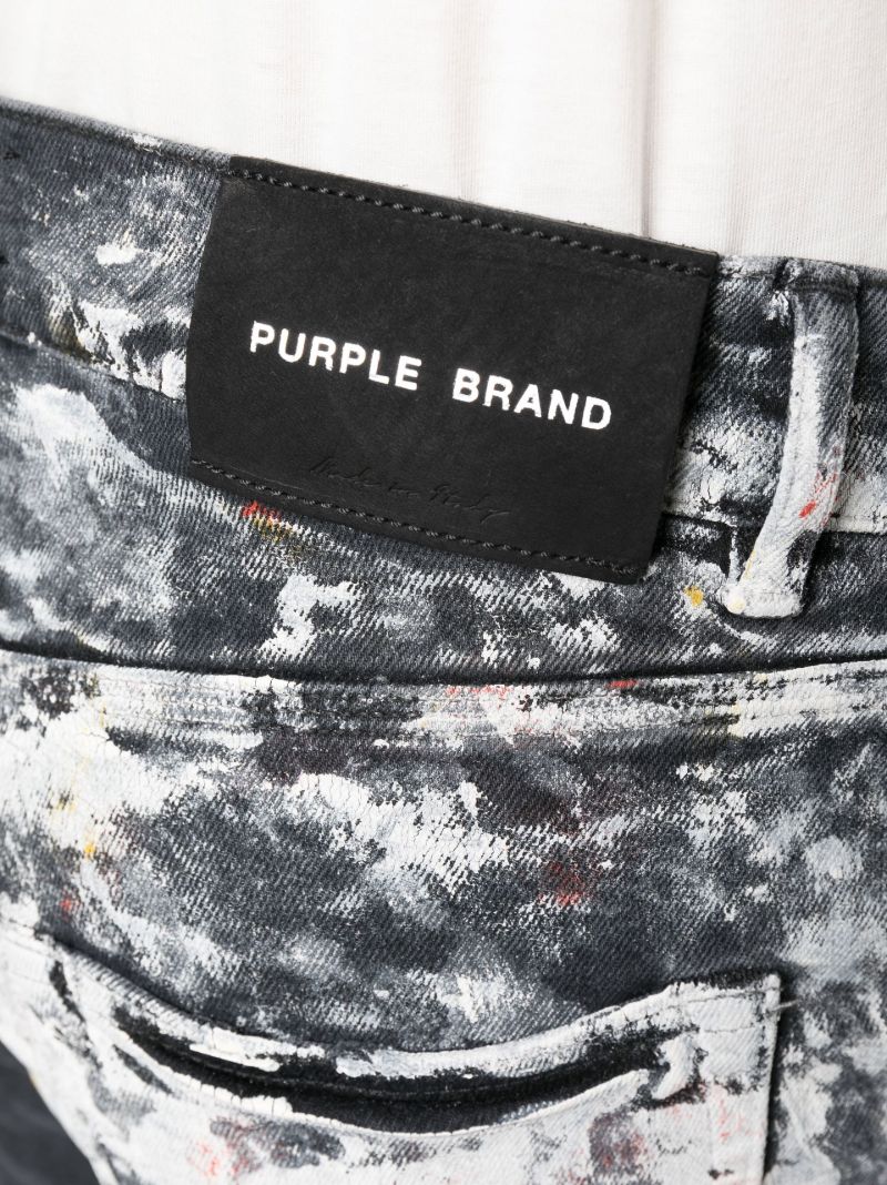 Black Paint-effect Slim-fit Jeans