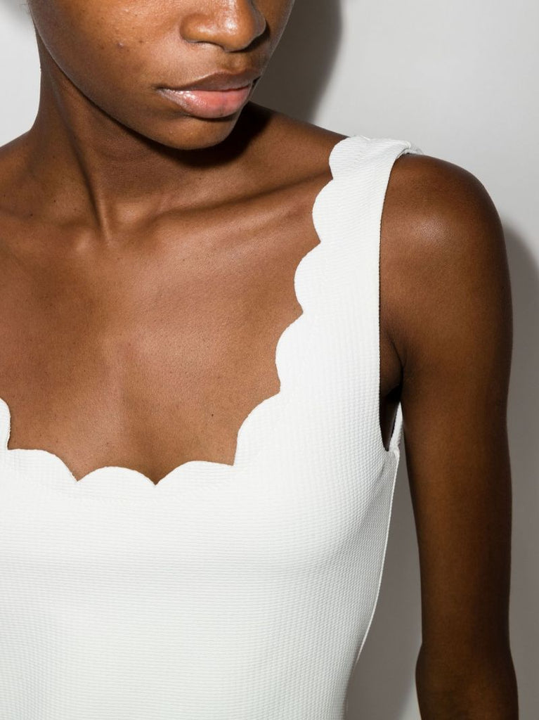 Brown Scallop Edge Mini Dress