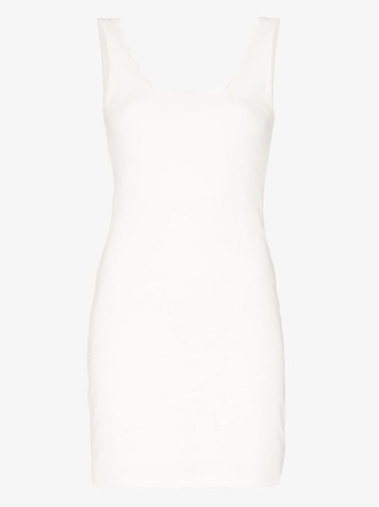Brown Scallop Edge Mini Dress