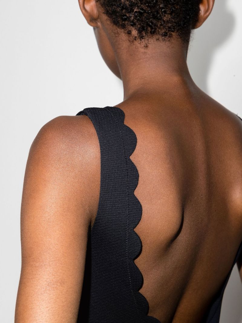 Black Scallop Edge Mini Dress
