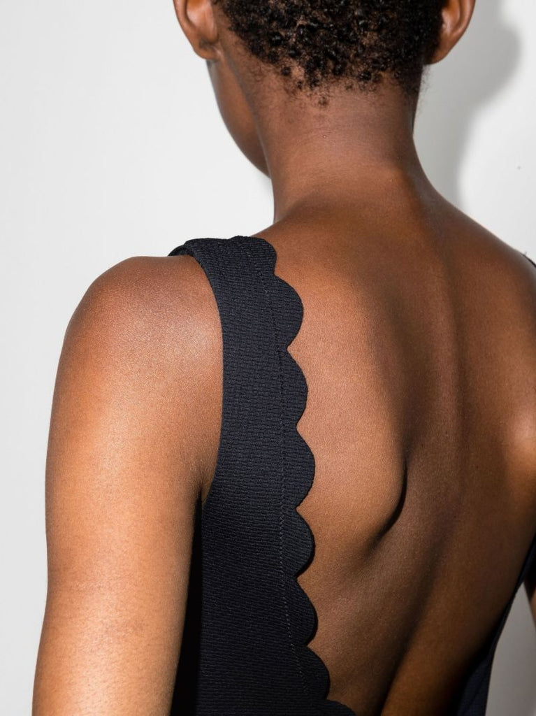 Black Scallop Edge Mini Dress
