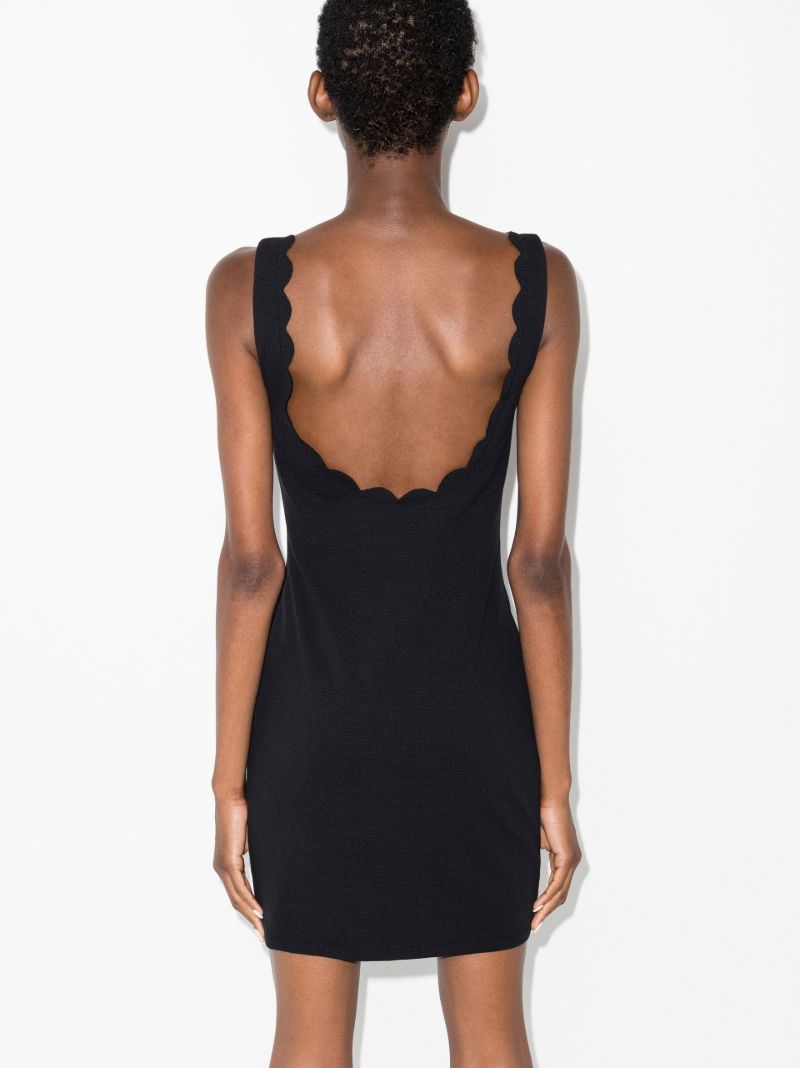 Black Scallop Edge Mini Dress