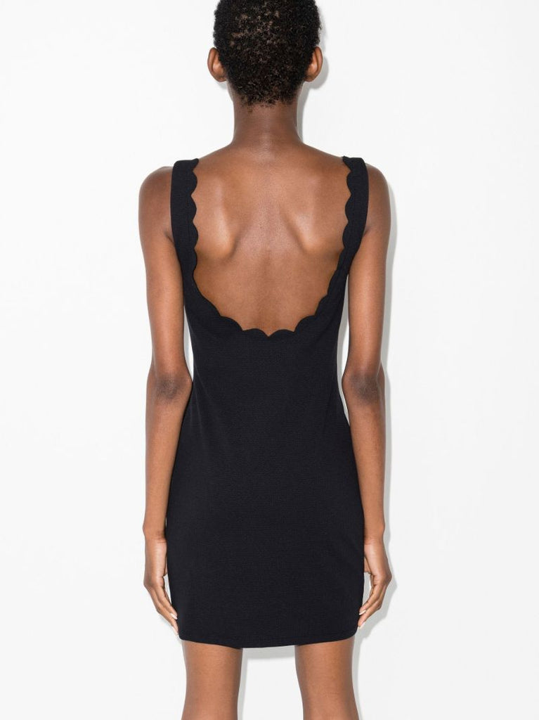Black Scallop Edge Mini Dress