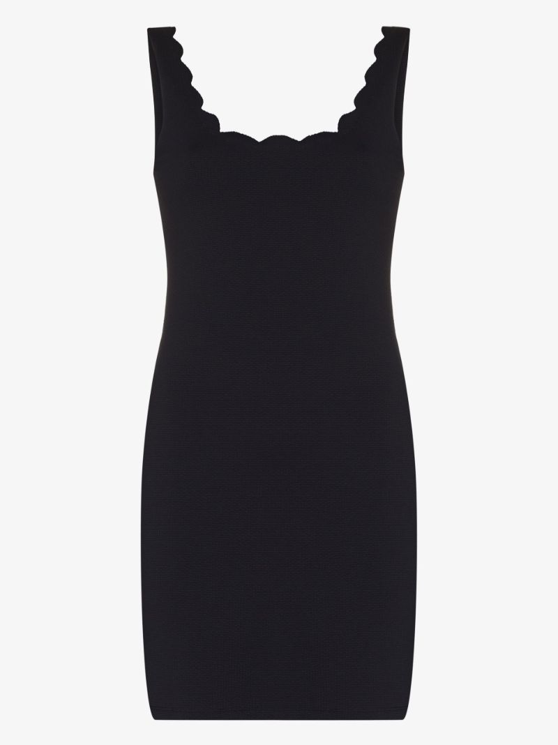 Black Scallop Edge Mini Dress