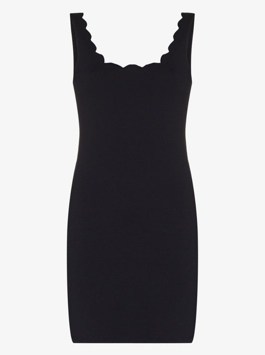 Black Scallop Edge Mini Dress