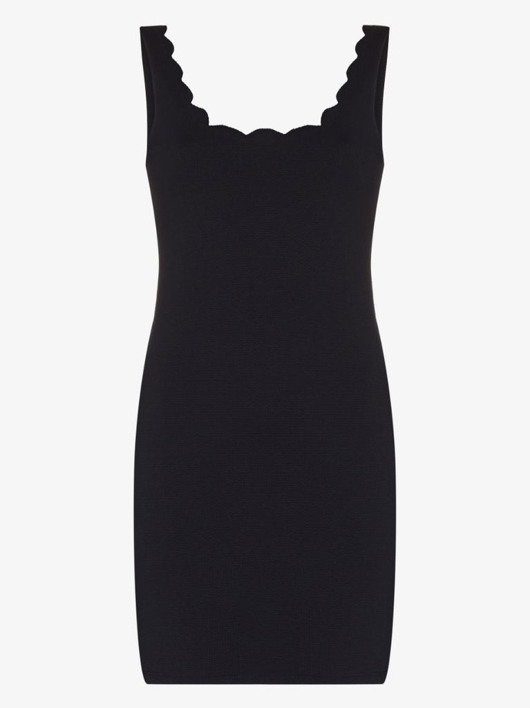 Black Scallop Edge Mini Dress