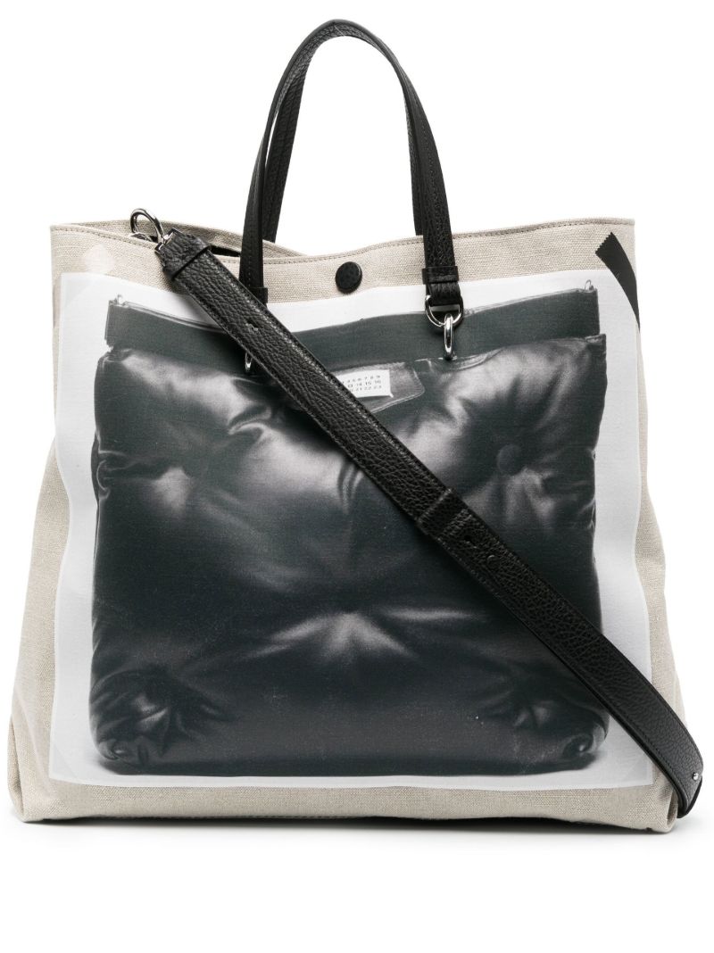 Neutral Glam Slam Printed Linen Tote Bag