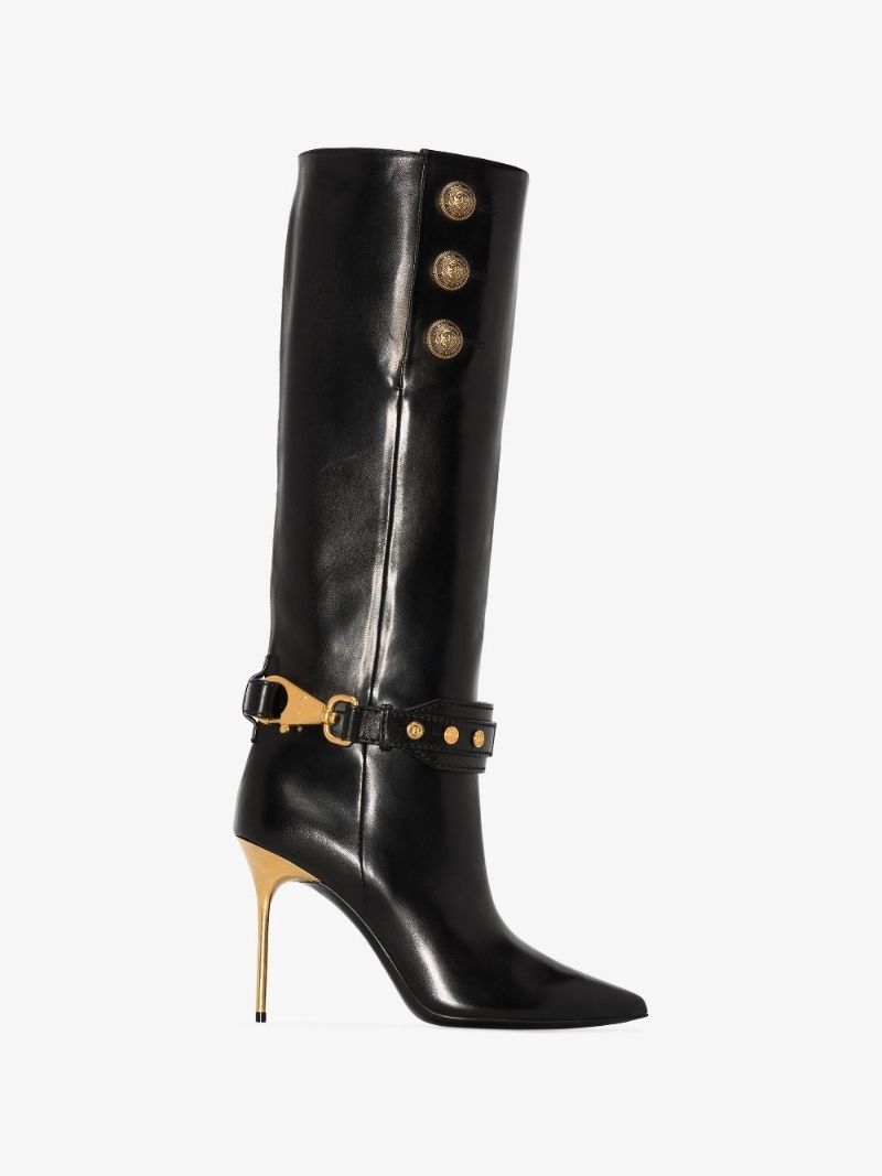 Black Robin 95 Knee-high Leather Boots
