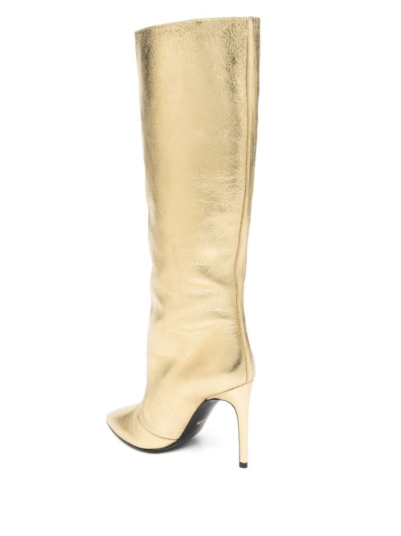 Gold Logo Plaque Knee-high Leather Boots