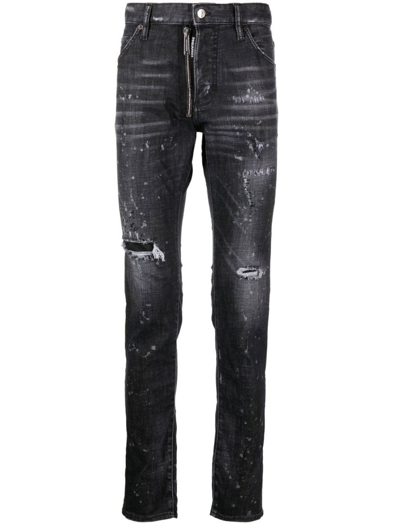 Black Cool Guy Distressed Slim Leg Jeans