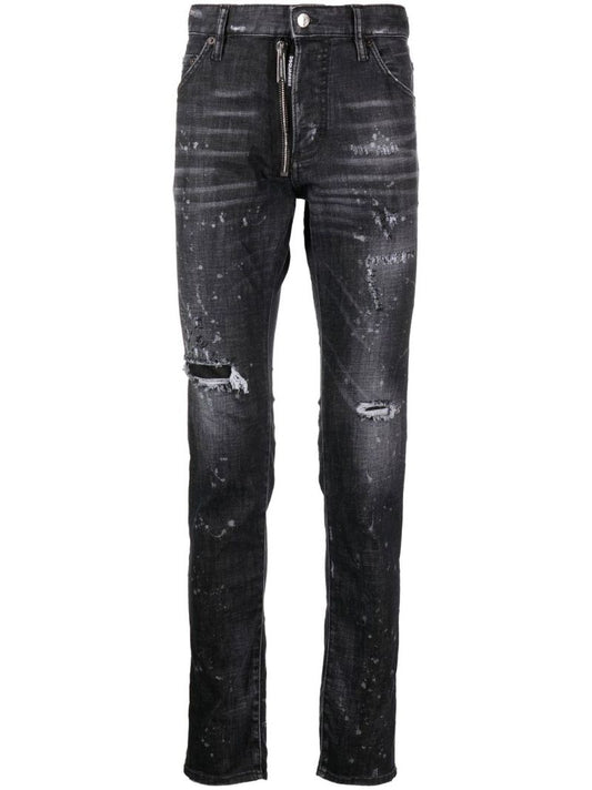 Black Cool Guy Distressed Slim Leg Jeans