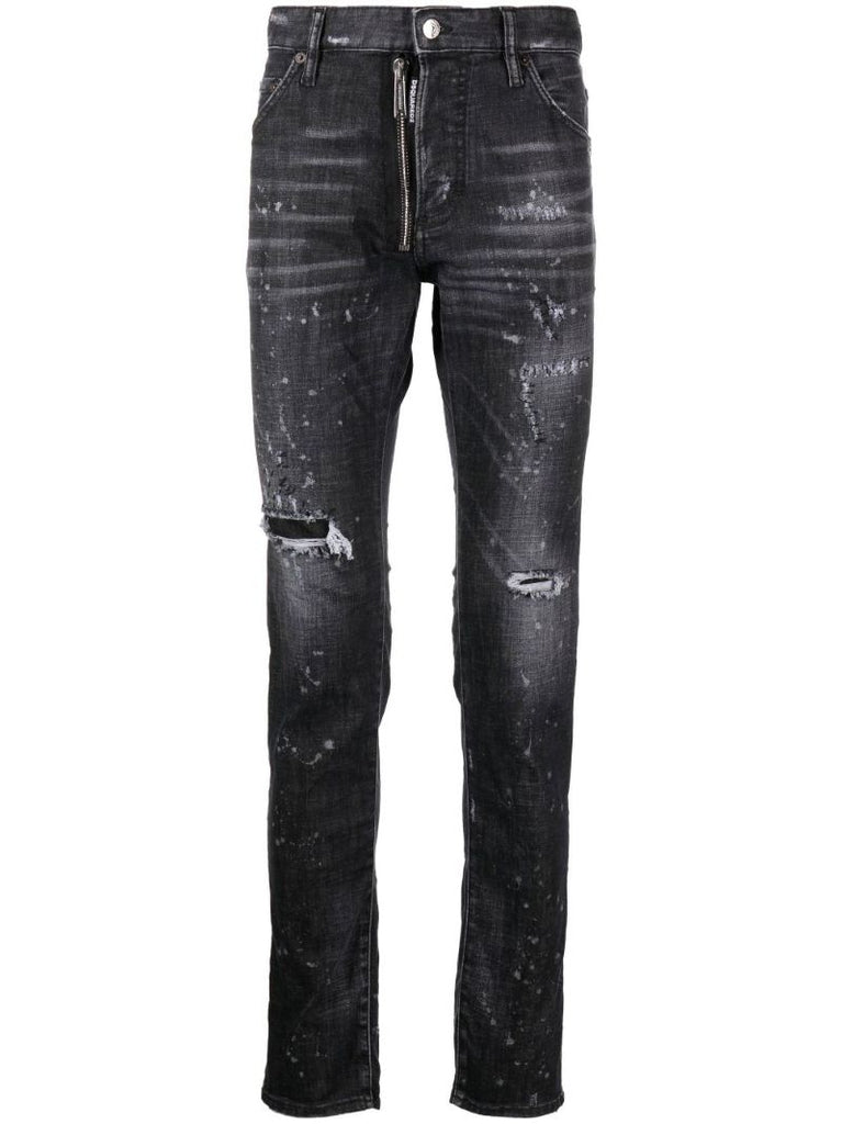 Black Cool Guy Distressed Slim Leg Jeans