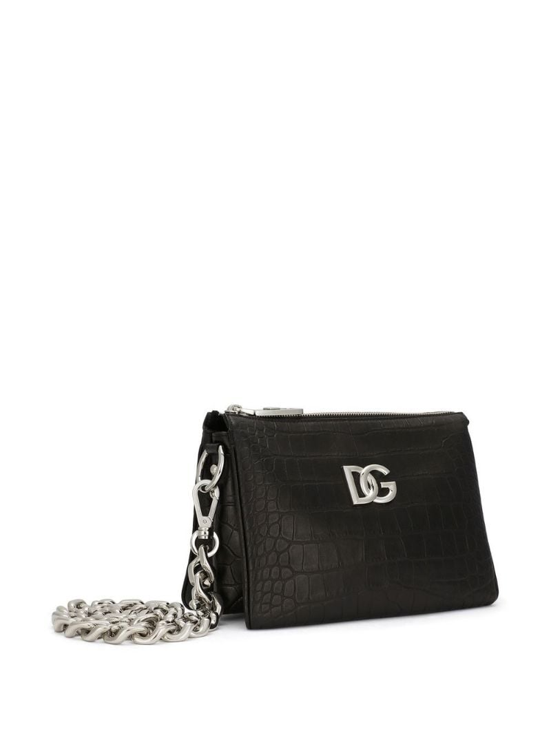 Black Logo-plaque Croc Crossbody Bag