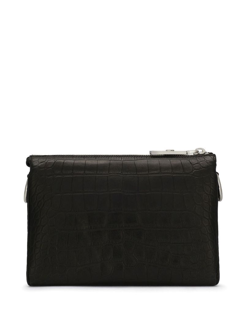 Black Logo-plaque Croc Crossbody Bag