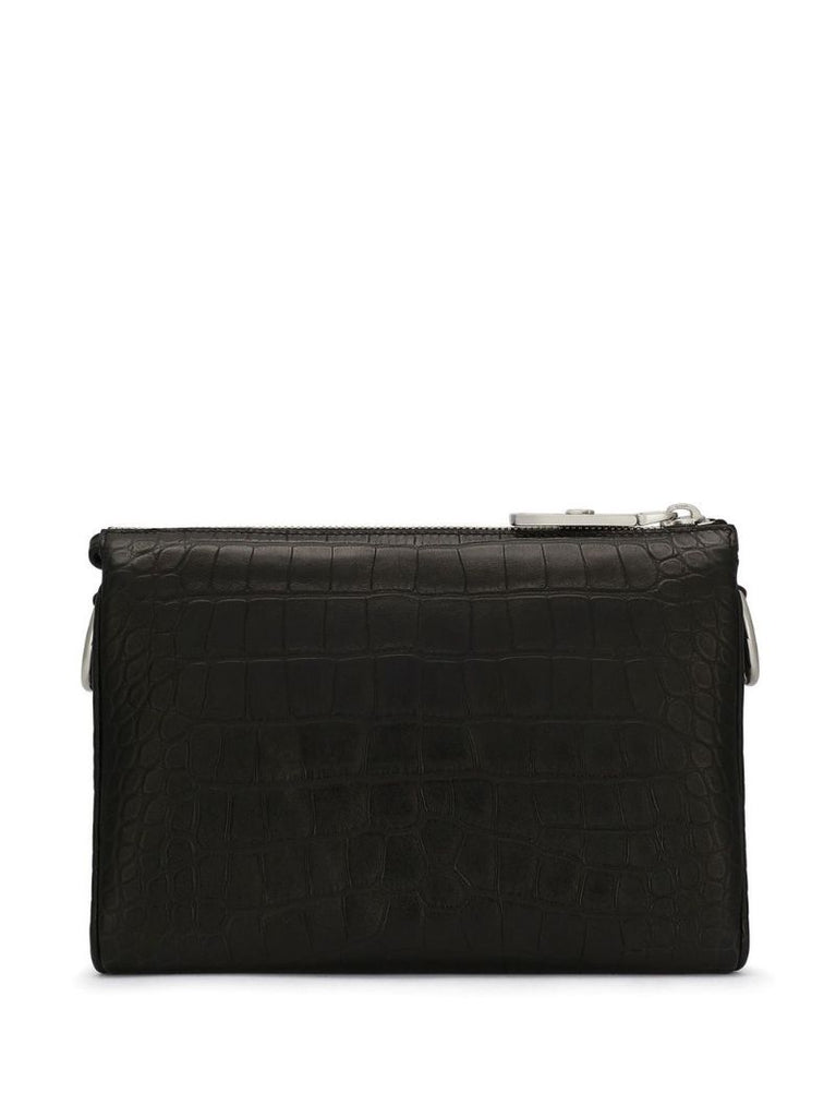 Black Logo-plaque Croc Crossbody Bag