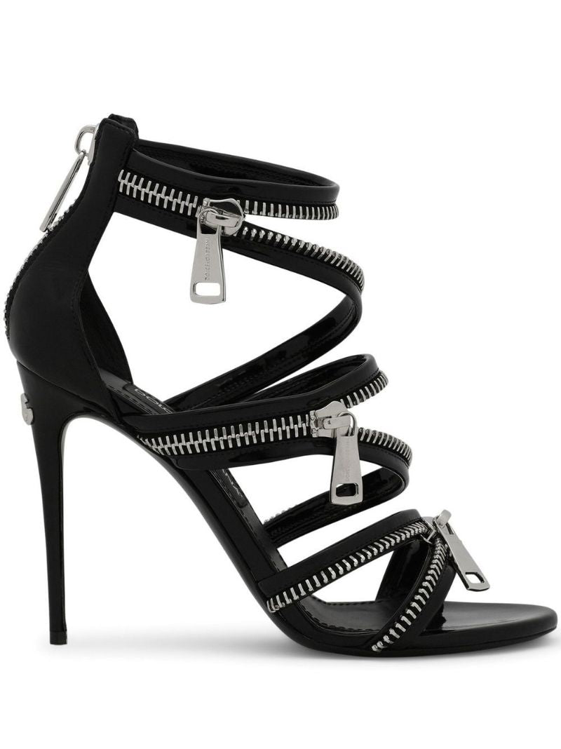 Black 105 Zip-around Leather Sandals