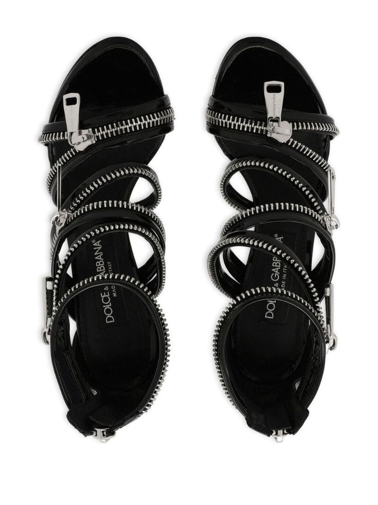 Black 105 Zip-around Leather Sandals