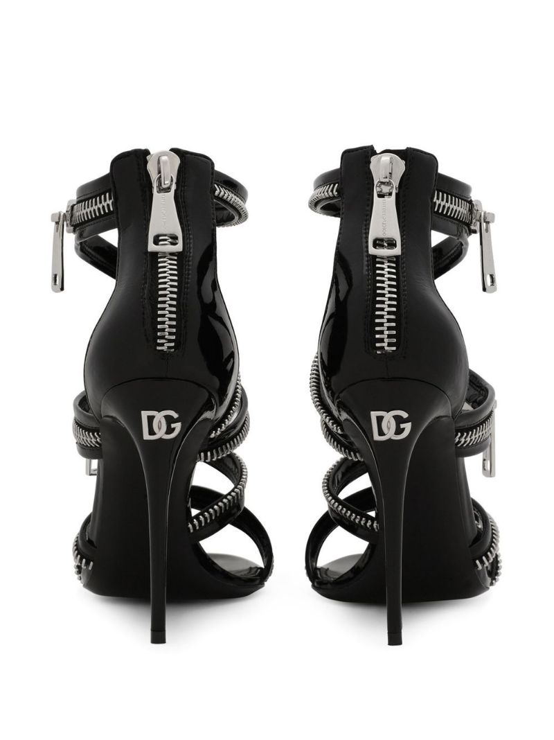 Black 105 Zip-around Leather Sandals