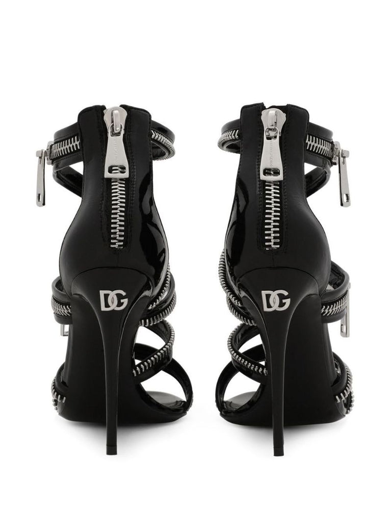 Black 105 Zip-around Leather Sandals