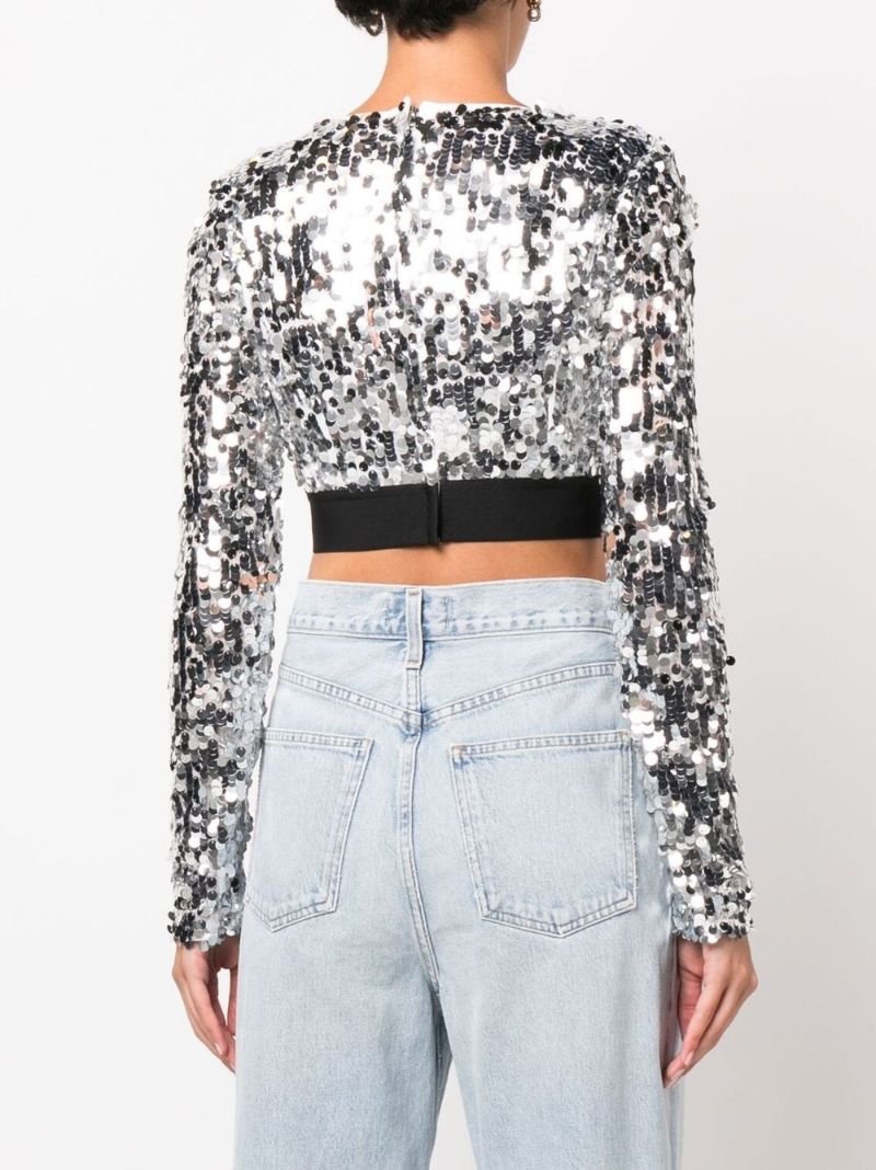Silver Sequinned Crop Top