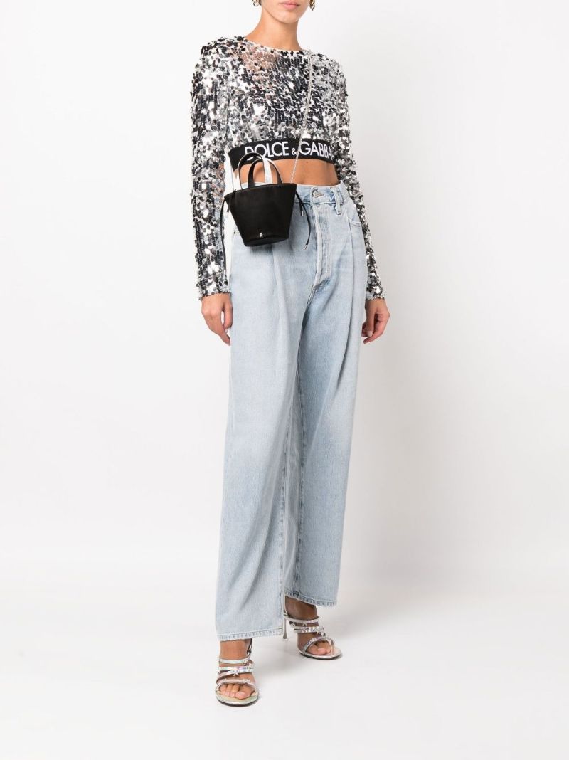 Silver Sequinned Crop Top