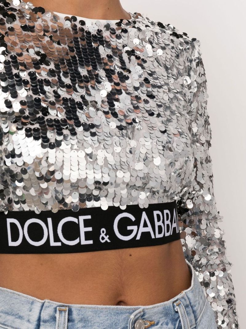 Silver Sequinned Crop Top