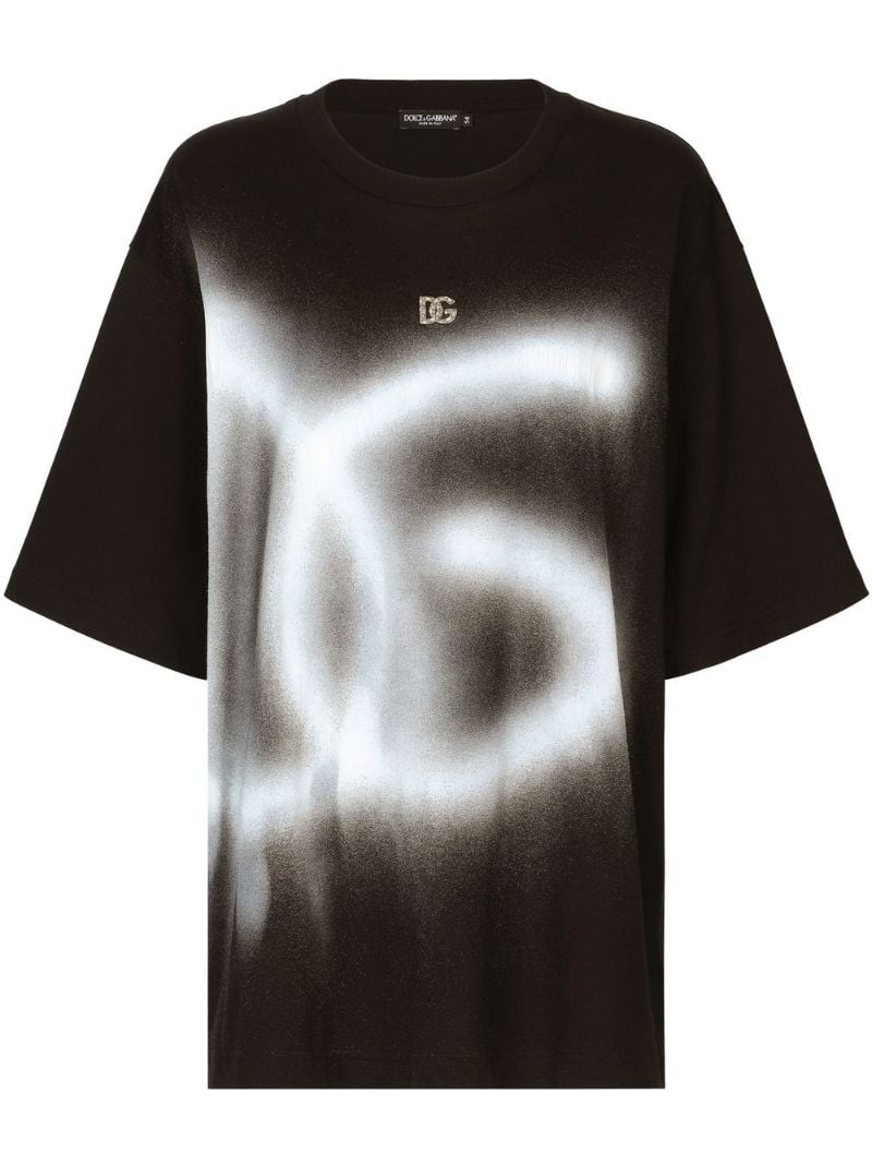 Black Logo Print Cotton T-shirt