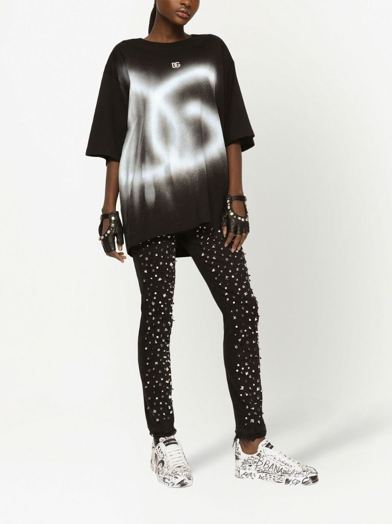 Black Logo Print Cotton T-shirt