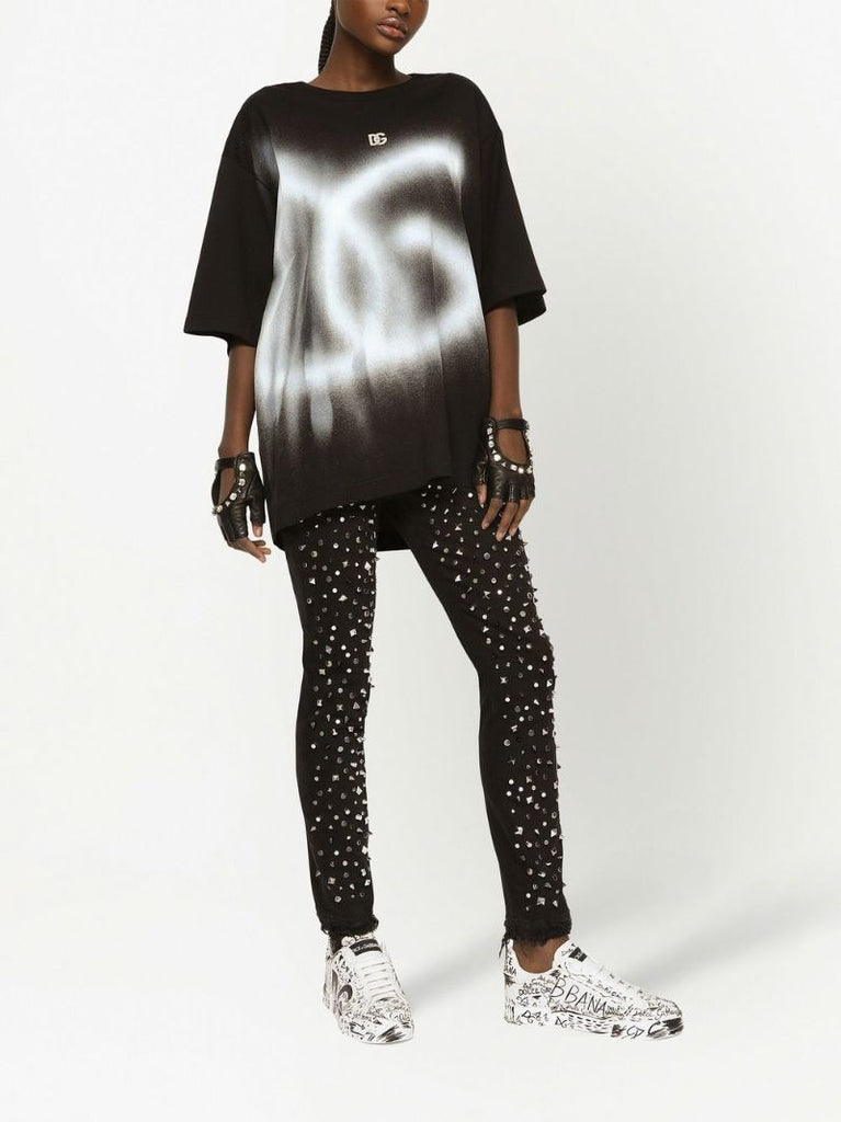 Black Logo Print Cotton T-shirt