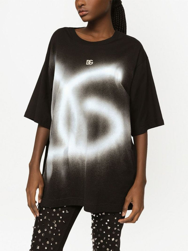 Black Logo Print Cotton T-shirt
