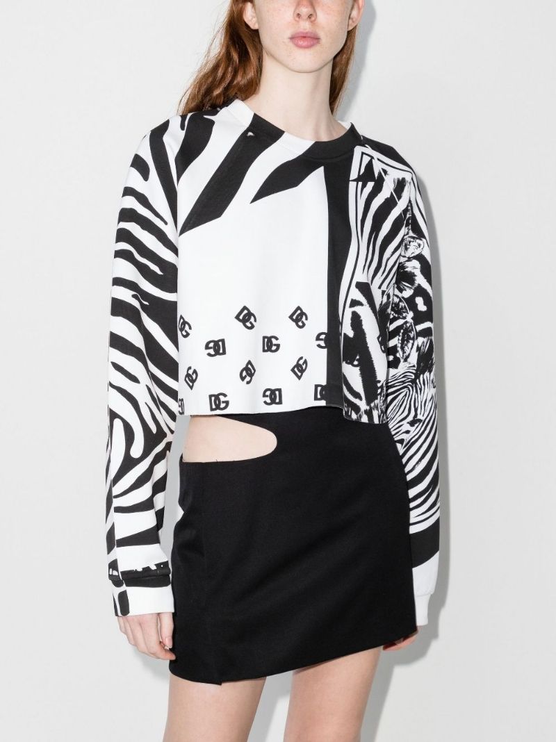 Black and White Zebra Print Crop Top