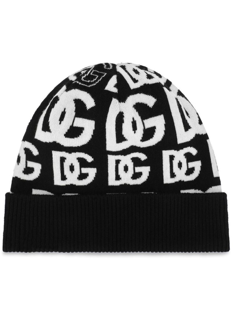 Black Dg Cashmere Beanie Hat