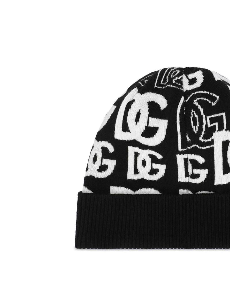 Black Dg Cashmere Beanie Hat