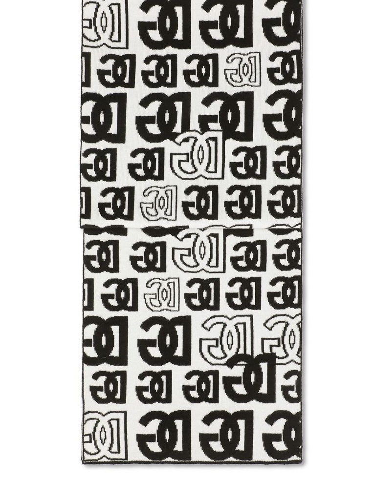 Black and White Logo Cashmere Scarf