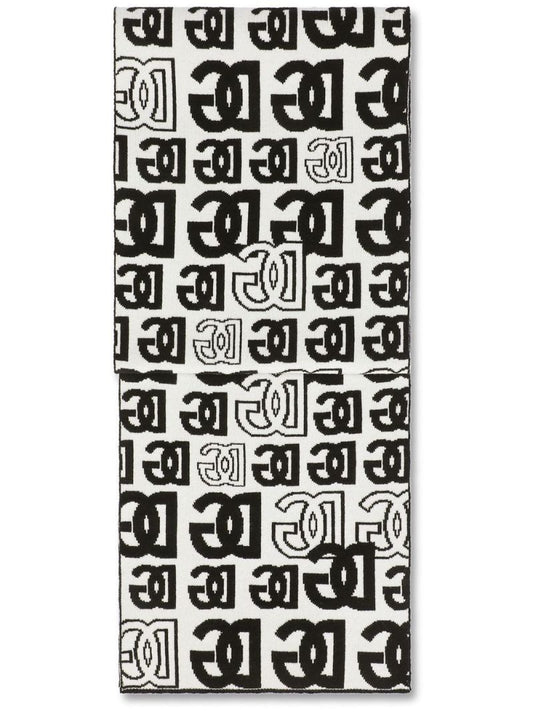 Black and White Logo Cashmere Scarf