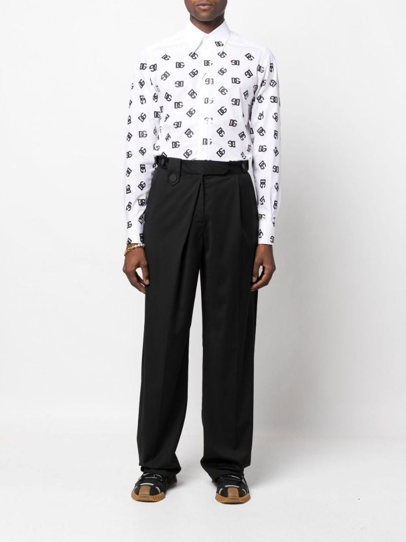 White Dg Logo Print Cotton Shirt