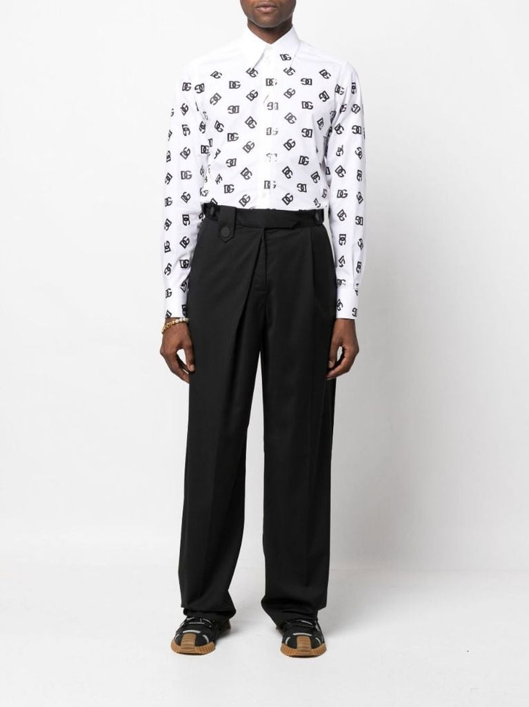 White Dg Logo Print Cotton Shirt