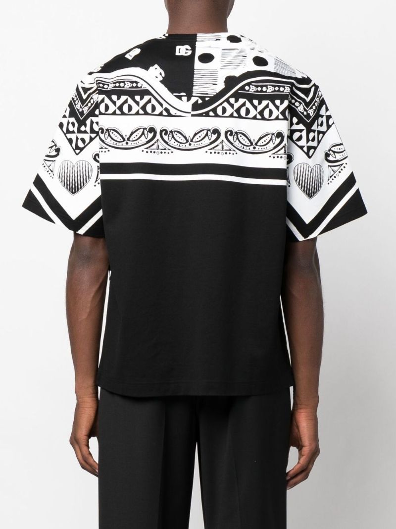 Black and White Dg Bandana Print Cotton T-shirt